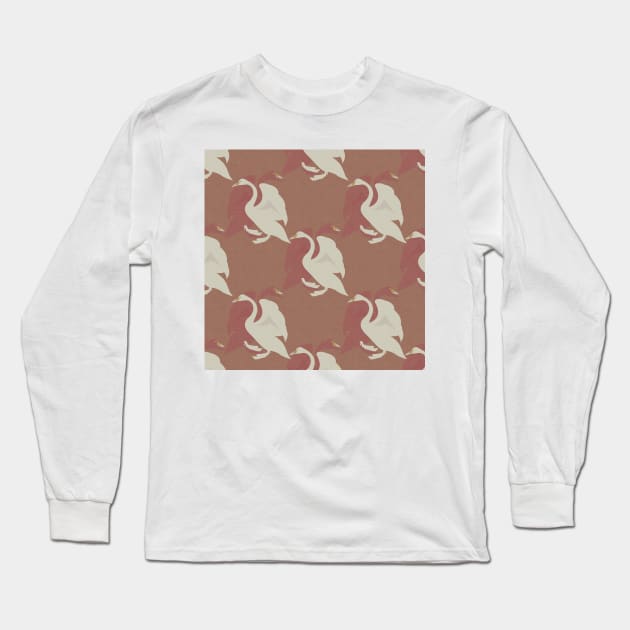 Swans in Vintage Neutral Shades Long Sleeve T-Shirt by matise